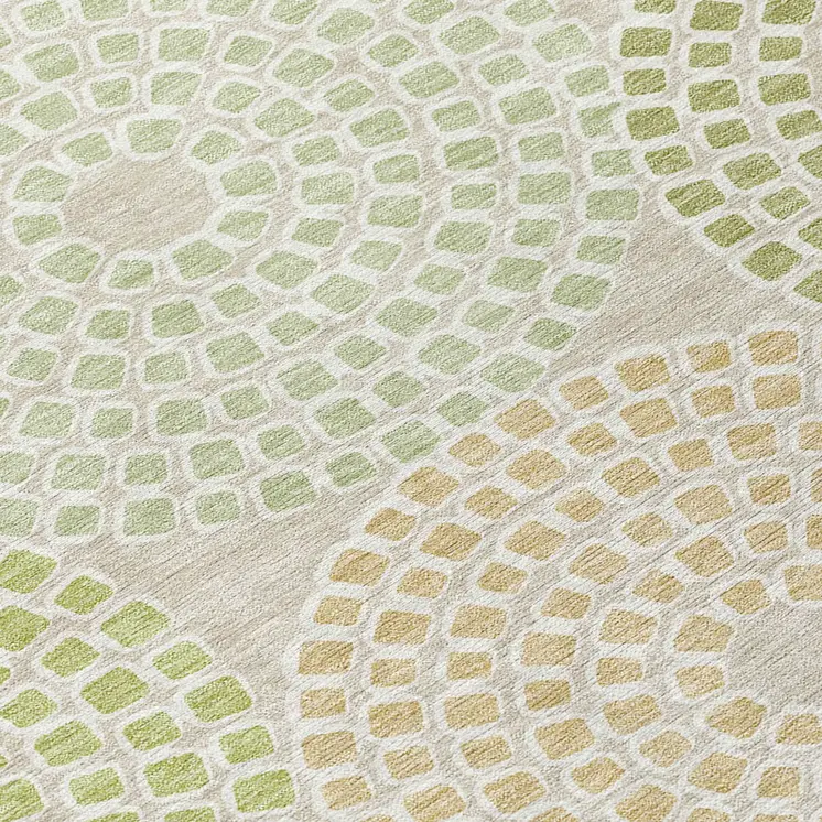 3' X 5' Artichoke Green And Brown Geometric Washable Indoor Outdoor Area Rug