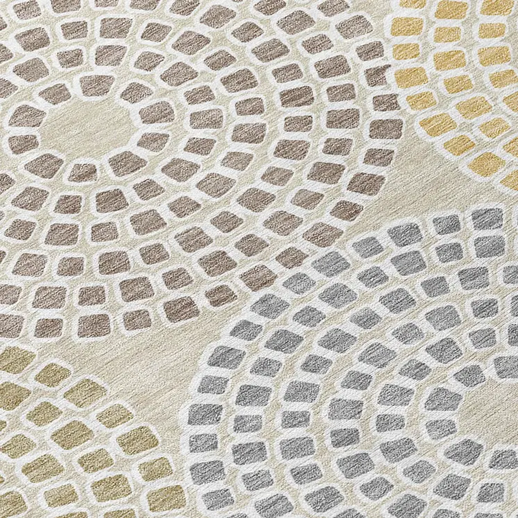 3' X 5' Beige Brown And Gray Geometric Washable Indoor Outdoor Area Rug