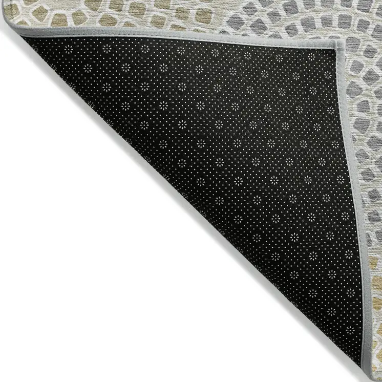 10' X 14' Beige Brown And Gray Geometric Washable Indoor Outdoor Area Rug