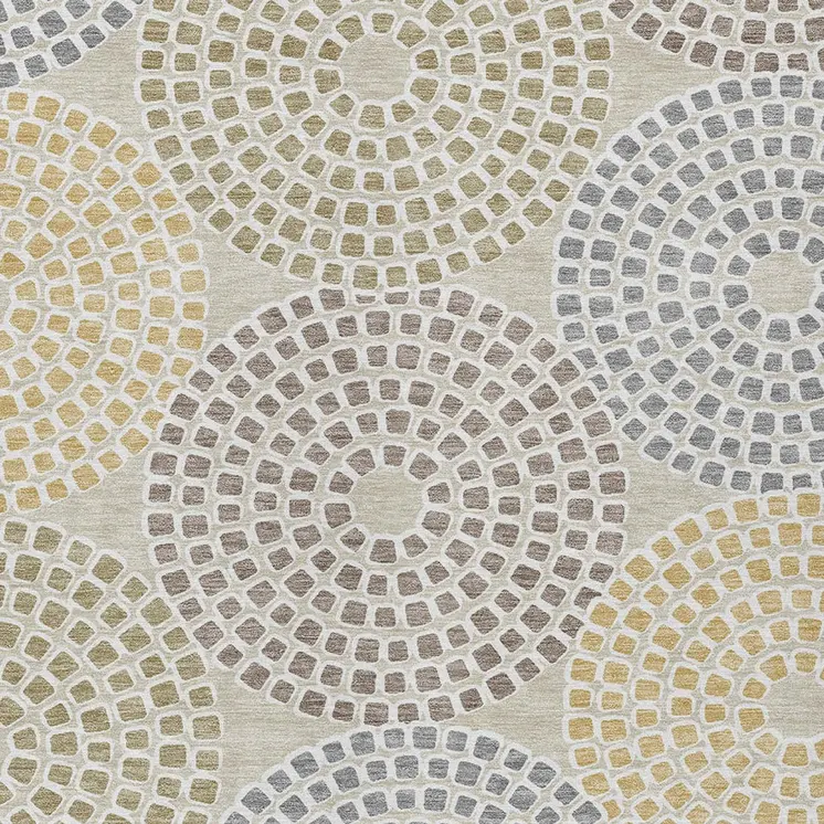 10' X 14' Beige Brown And Gray Geometric Washable Indoor Outdoor Area Rug