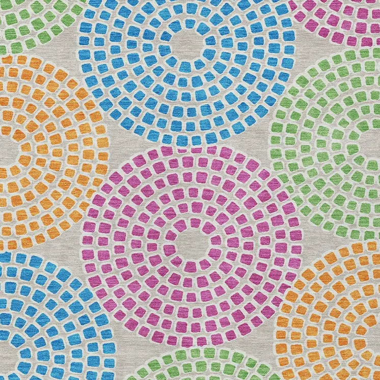 3' X 5' Purple Green And Aqua Geometric Washable Indoor Outdoor Area Rug