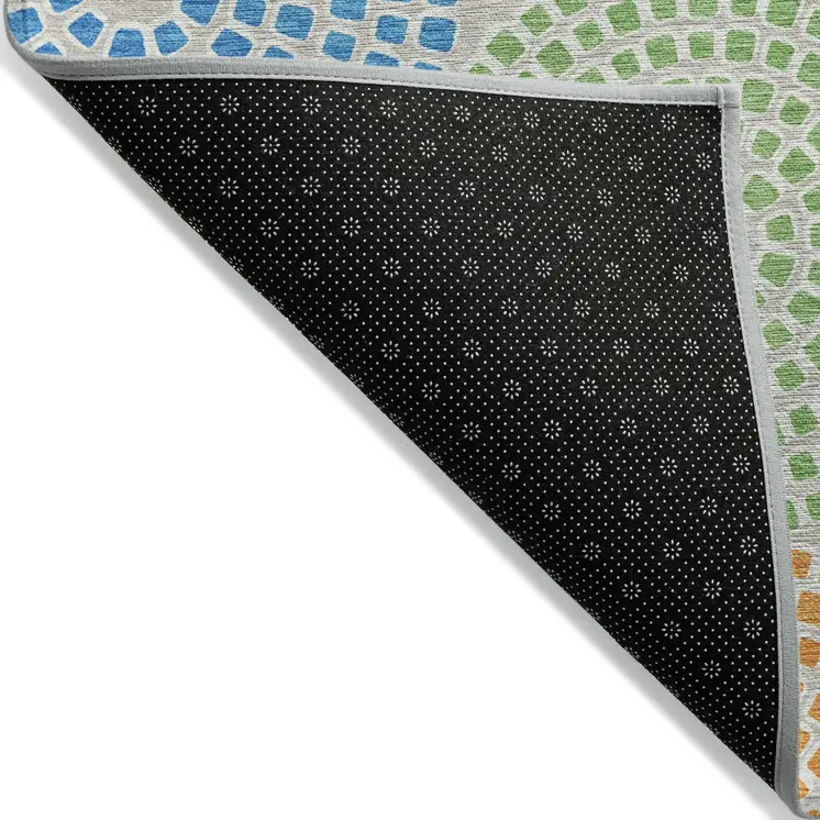 5' X 8' Purple Green And Aqua Geometric Washable Indoor Outdoor Area Rug