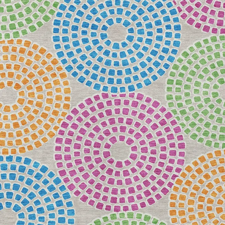 5' X 8' Purple Green And Aqua Geometric Washable Indoor Outdoor Area Rug