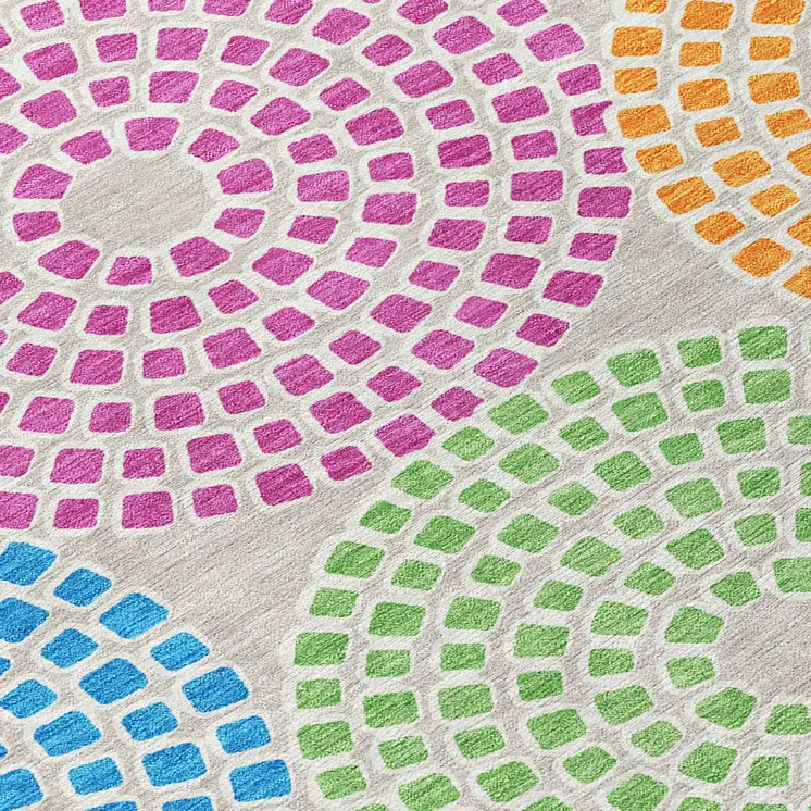 10' X 14' Purple Green And Aqua Geometric Washable Indoor Outdoor Area Rug