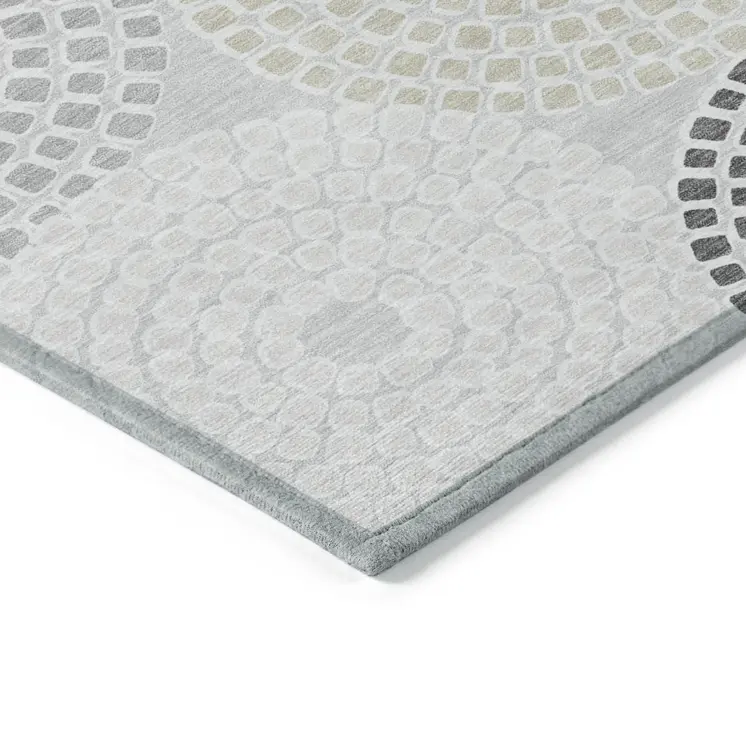 10' X 14' Gray And Taupe Geometric Washable Indoor Outdoor Area Rug