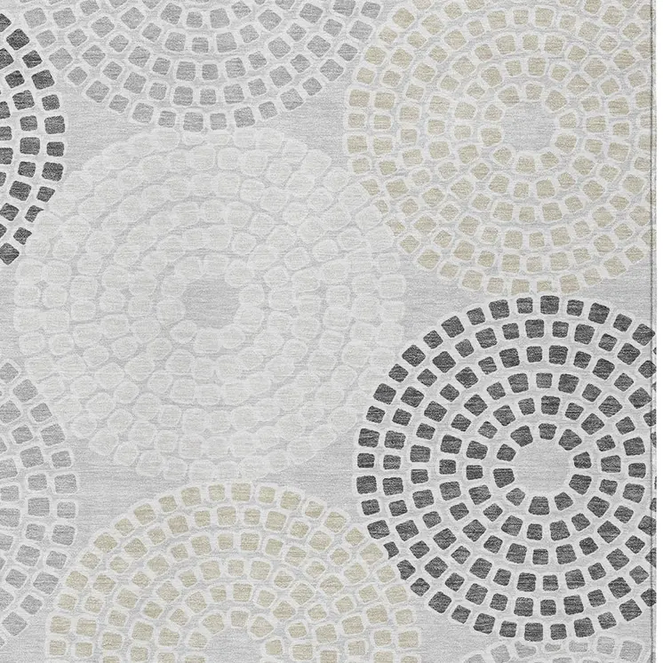 10' X 14' Gray And Taupe Geometric Washable Indoor Outdoor Area Rug
