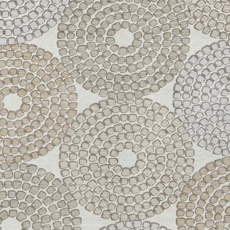 3' X 5' Ivory Brown And Gray Geometric Washable Indoor Outdoor Area Rug