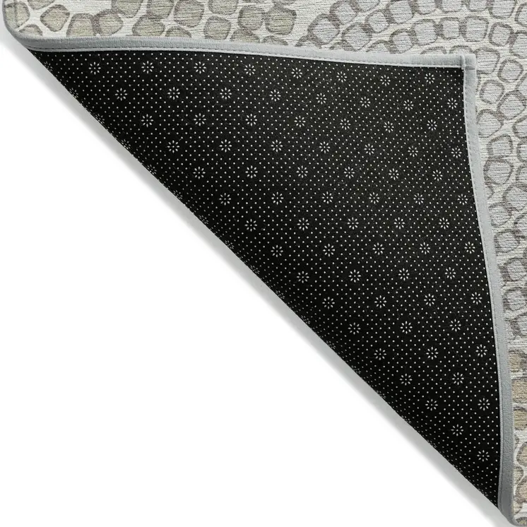 9' X 12' Ivory Brown And Gray Geometric Washable Indoor Outdoor Area Rug