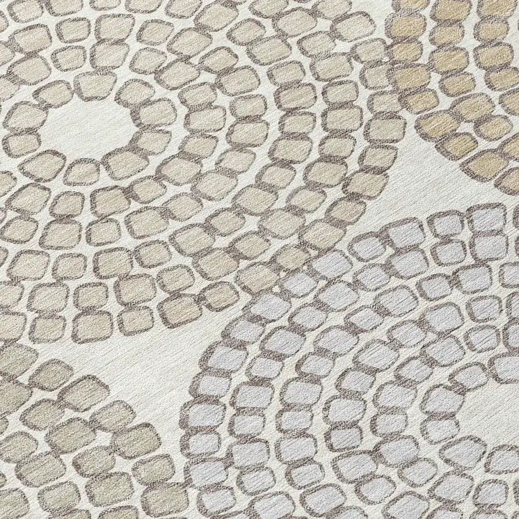 10' X 14' Ivory Brown And Gray Geometric Washable Indoor Outdoor Area Rug
