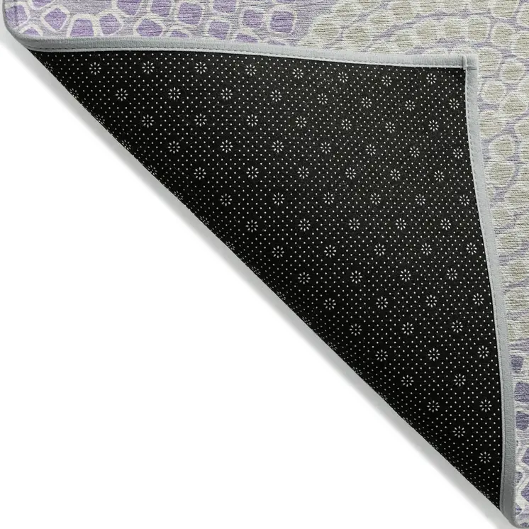 5' X 8' Lavender Purple And Gray Geometric Washable Indoor Outdoor Area Rug