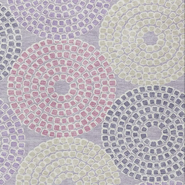 10' X 14' Lavender Purple And Gray Geometric Washable Indoor Outdoor Area Rug