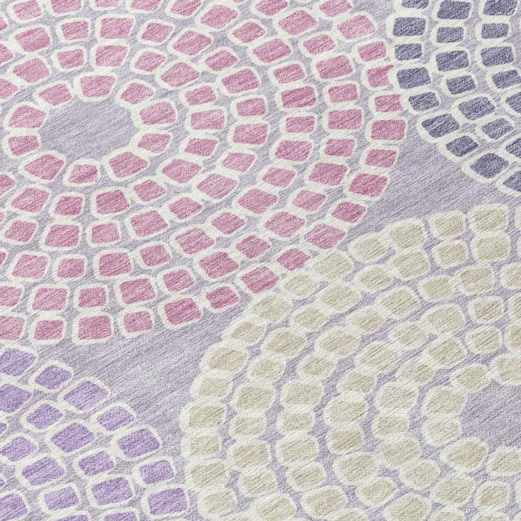 10' X 14' Lavender Purple And Gray Geometric Washable Indoor Outdoor Area Rug