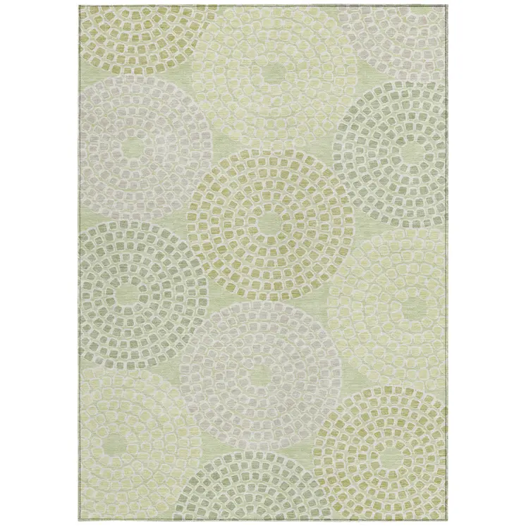 5' X 8' Mint Green And Light Purple Geometric Washable Indoor Outdoor Area Rug
