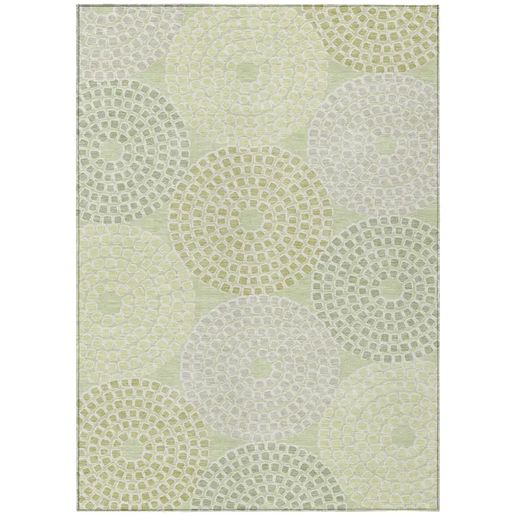 5' X 8' Mint Green And Light Purple Geometric Washable Indoor Outdoor Area Rug