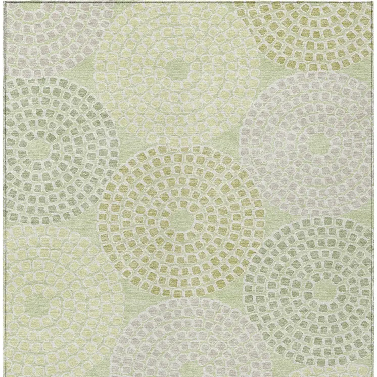 5' X 8' Mint Green And Light Purple Geometric Washable Indoor Outdoor Area Rug