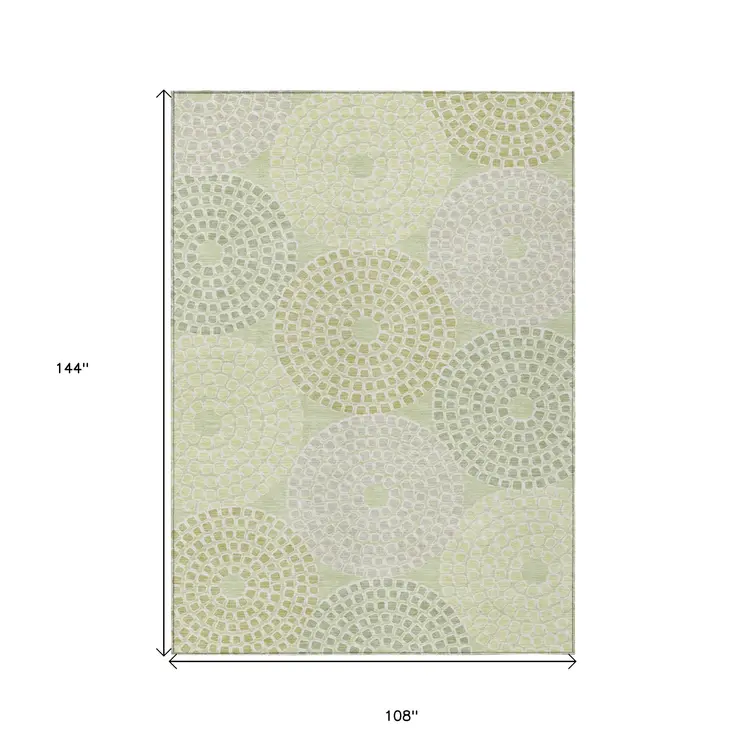 9' X 12' Mint Green And Light Purple Geometric Washable Indoor Outdoor Area Rug