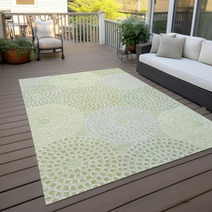 10' X 14' Mint Green And Light Purple Geometric Washable Indoor Outdoor Area Rug