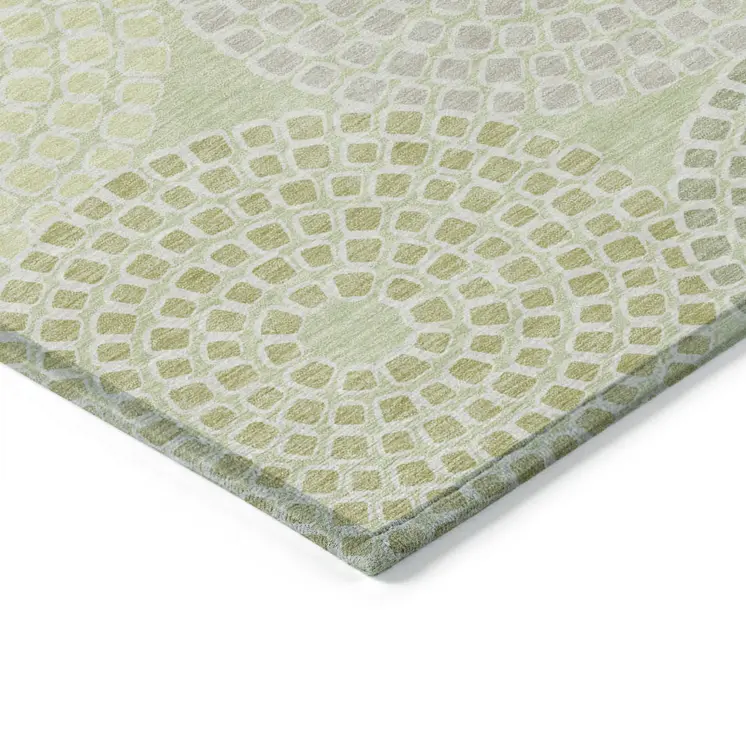 10' X 14' Mint Green And Light Purple Geometric Washable Indoor Outdoor Area Rug