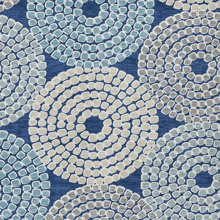 3' X 5' Navy Blue Gray And Aqua Geometric Washable Indoor Outdoor Area Rug