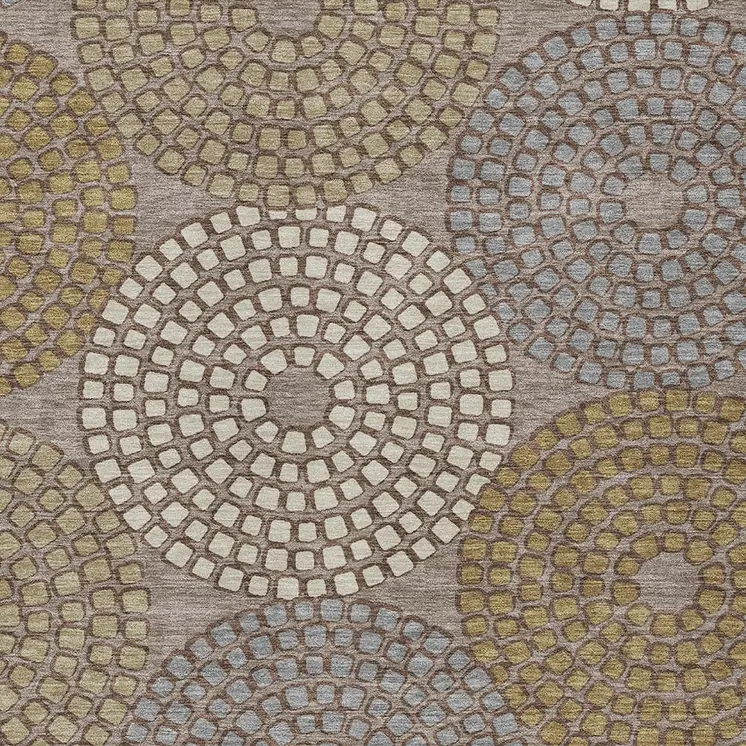 9' X 12' Taupe Beige And Green Geometric Washable Indoor Outdoor Area Rug