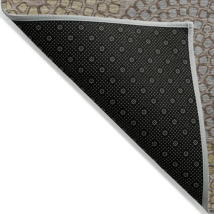 10' X 14' Taupe Beige And Green Geometric Washable Indoor Outdoor Area Rug