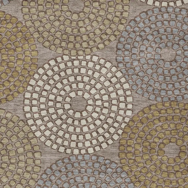 10' X 14' Taupe Beige And Green Geometric Washable Indoor Outdoor Area Rug