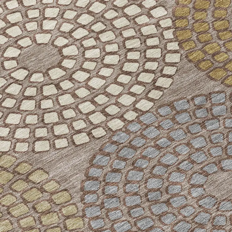 10' X 14' Taupe Beige And Green Geometric Washable Indoor Outdoor Area Rug