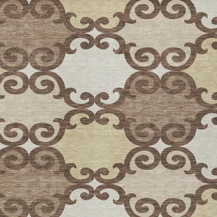 8' X 10' Brown And Beige Trellis Washable Indoor Outdoor Area Rug