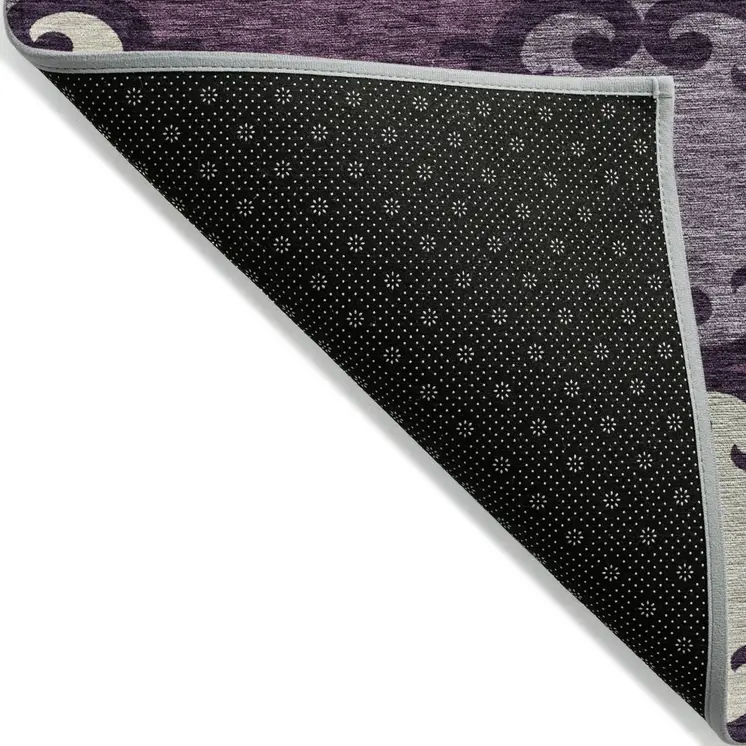 3' X 5' Eggplant And Ivory Trellis Washable Indoor Outdoor Area Rug