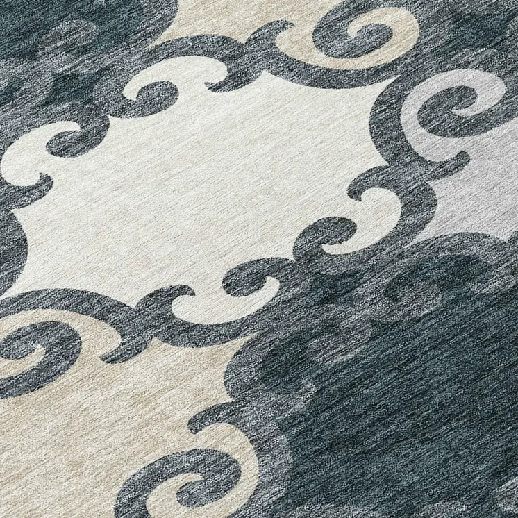 8' Gray And Ivory Round Trellis Washable Indoor Outdoor Area Rug