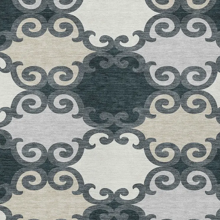 8' X 10' Gray And Ivory Trellis Washable Indoor Outdoor Area Rug