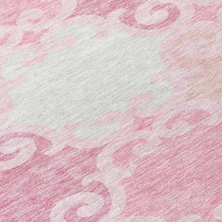 8' X 10' Pink And Gray Trellis Washable Indoor Outdoor Area Rug