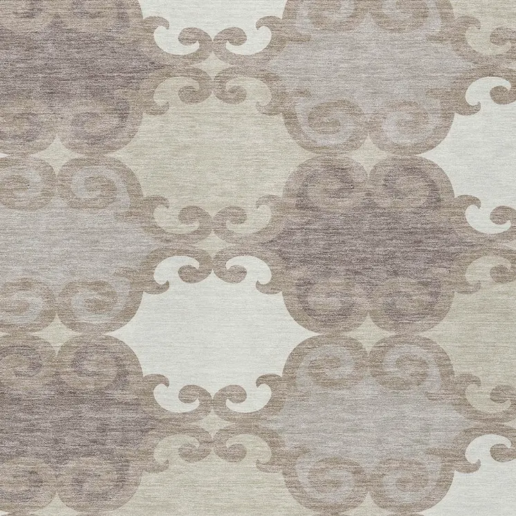 3' X 5' Taupe Beige And Gray Trellis Washable Indoor Outdoor Area Rug