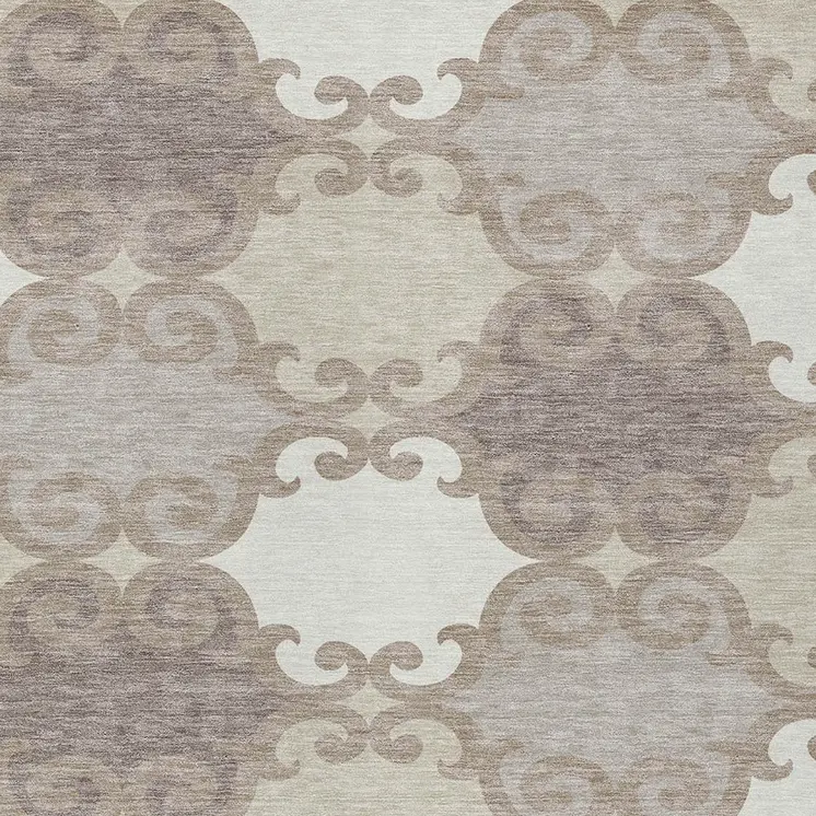 5' X 8' Taupe Beige And Gray Trellis Washable Indoor Outdoor Area Rug
