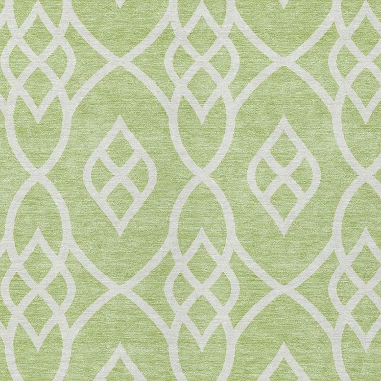 8' X 10' Artichoke Green And Ivory Trellis Washable Indoor Outdoor Area Rug