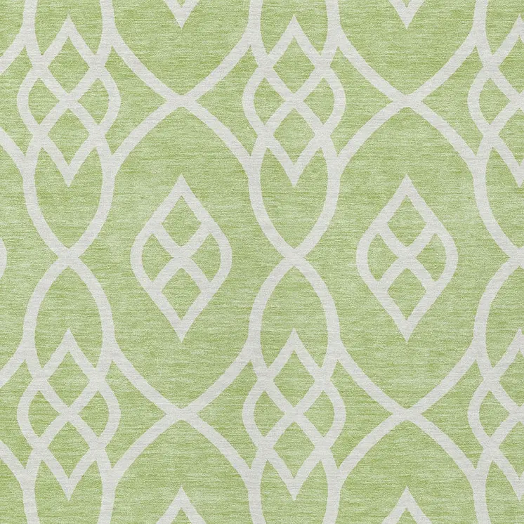 9' X 12' Artichoke Green And Ivory Trellis Washable Indoor Outdoor Area Rug