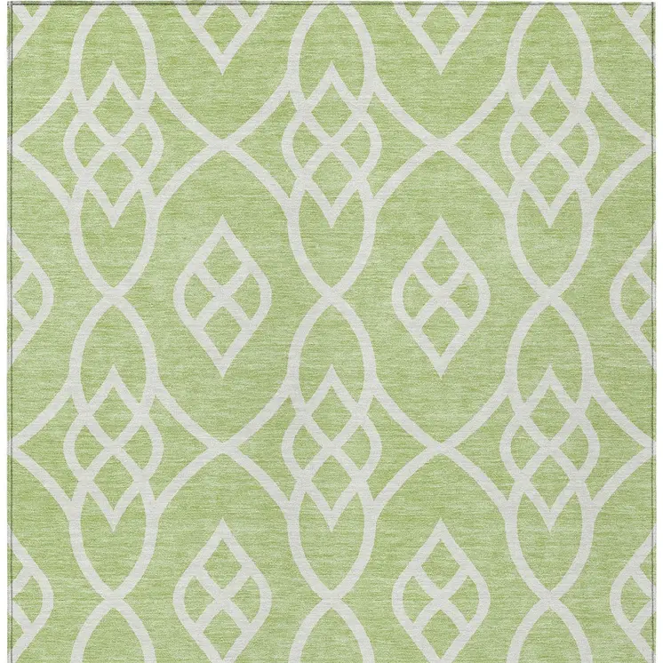 10' X 14' Artichoke Green And Ivory Trellis Washable Indoor Outdoor Area Rug