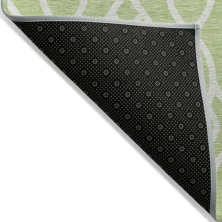 10' X 14' Artichoke Green And Ivory Trellis Washable Indoor Outdoor Area Rug
