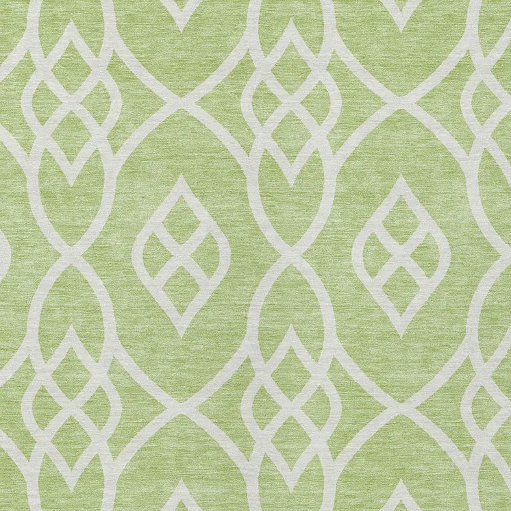 10' X 14' Artichoke Green And Ivory Trellis Washable Indoor Outdoor Area Rug
