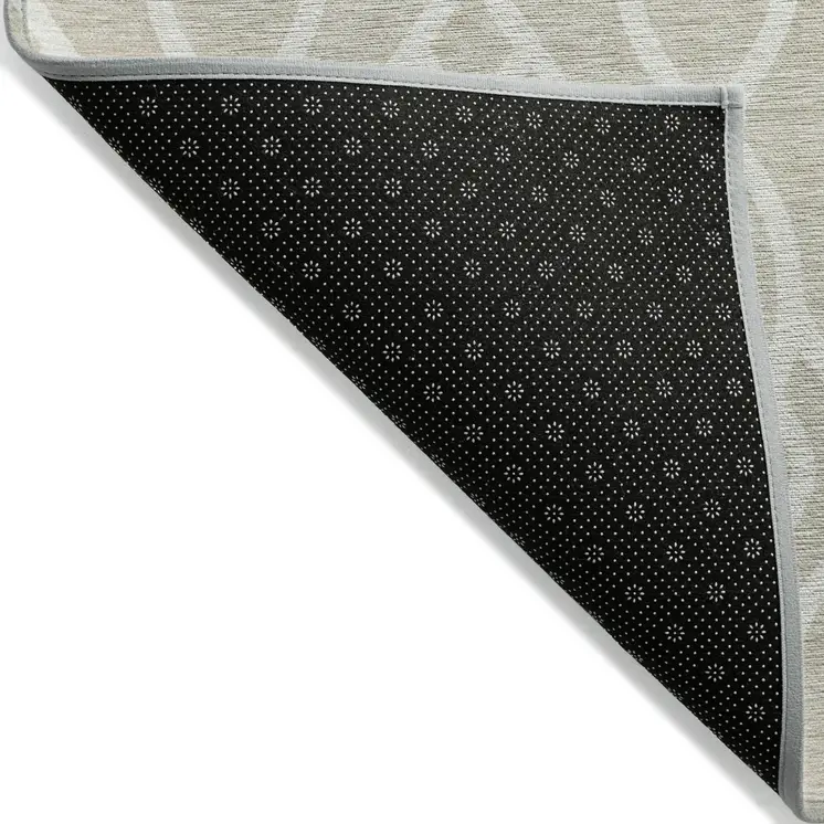 10' X 14' Beige And Ivory Trellis Washable Indoor Outdoor Area Rug
