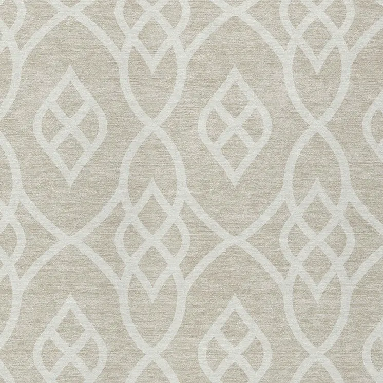 10' X 14' Beige And Ivory Trellis Washable Indoor Outdoor Area Rug