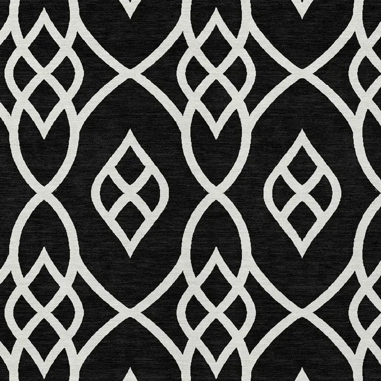 3' X 5' Black And Ivory Trellis Washable Indoor Outdoor Area Rug