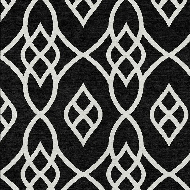 10' X 14' Black And Ivory Trellis Washable Indoor Outdoor Area Rug