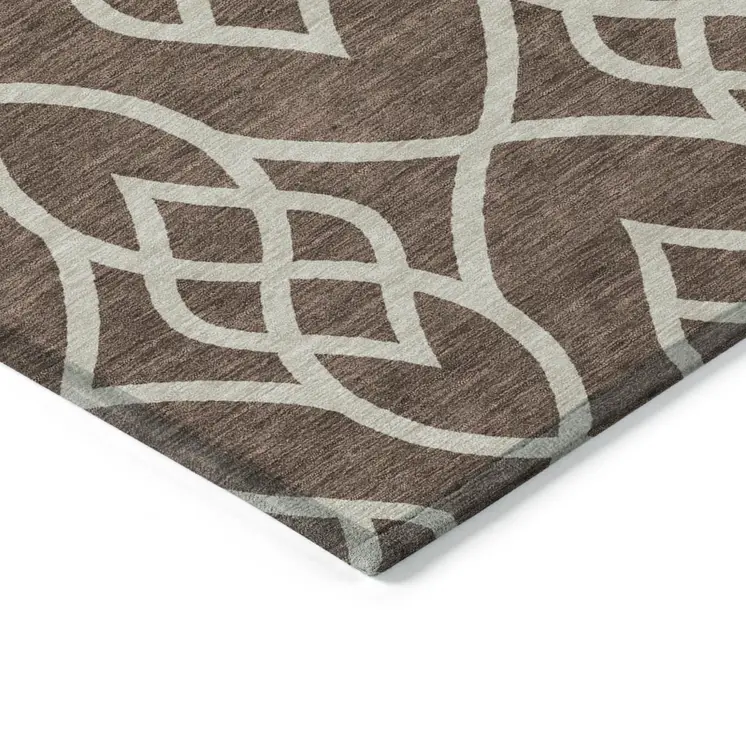 3' X 5' Chocolate And Ivory Trellis Washable Indoor Outdoor Area Rug