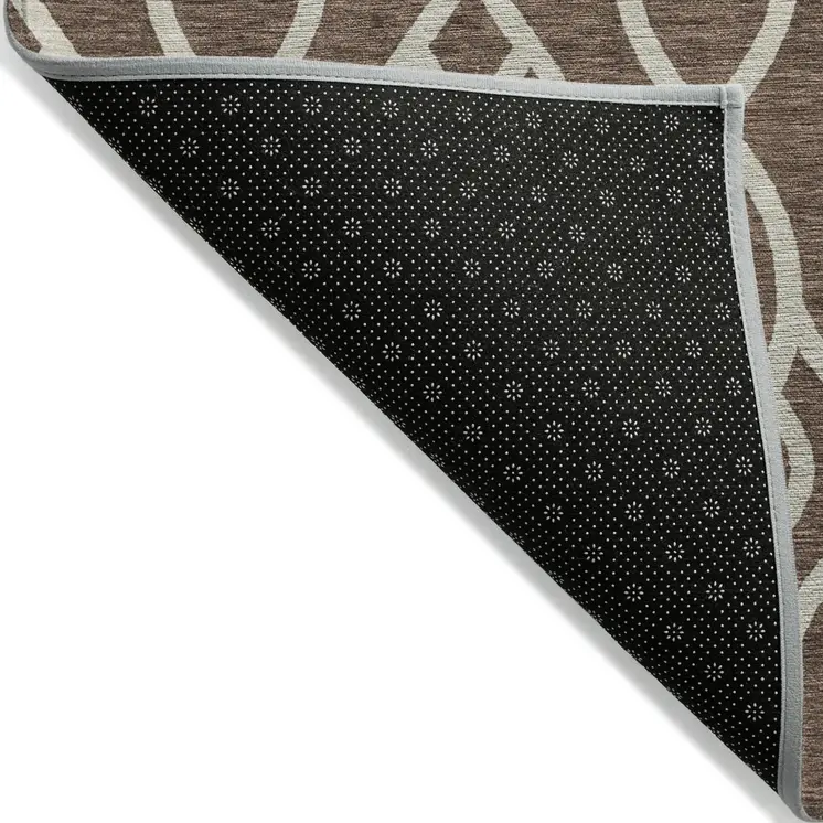8' X 10' Chocolate And Ivory Trellis Washable Indoor Outdoor Area Rug