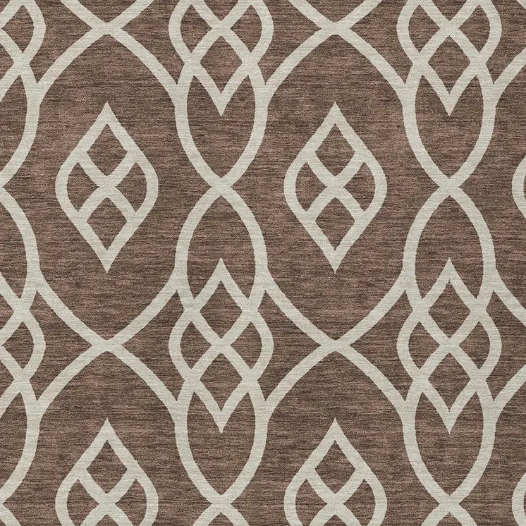 9' X 12' Chocolate And Ivory Trellis Washable Indoor Outdoor Area Rug