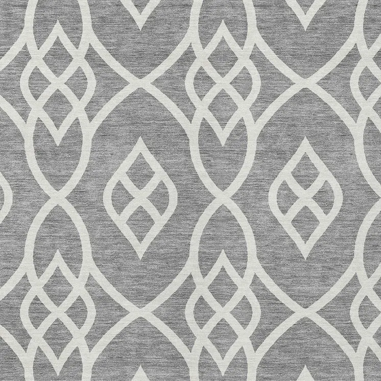 5' X 8' Gray And Ivory Trellis Washable Indoor Outdoor Area Rug