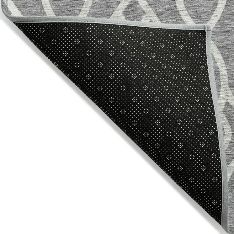 10' X 14' Gray And Ivory Trellis Washable Indoor Outdoor Area Rug