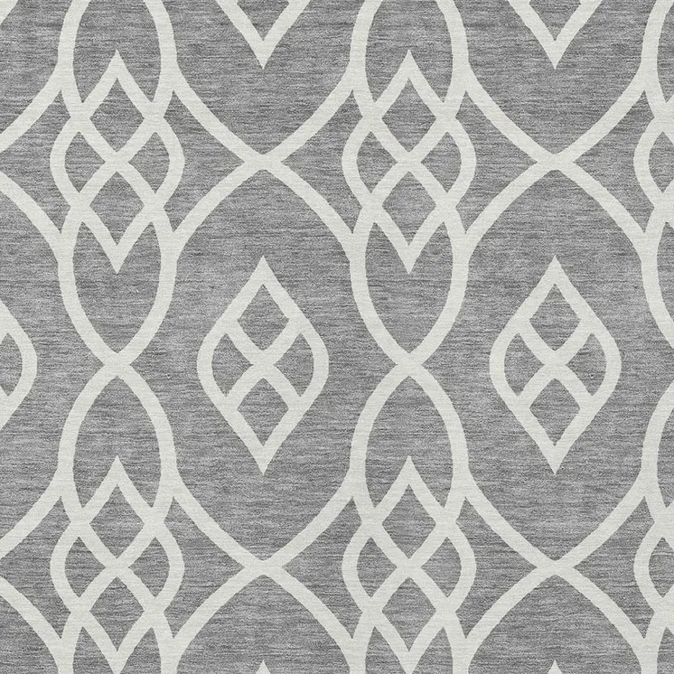 10' X 14' Gray And Ivory Trellis Washable Indoor Outdoor Area Rug