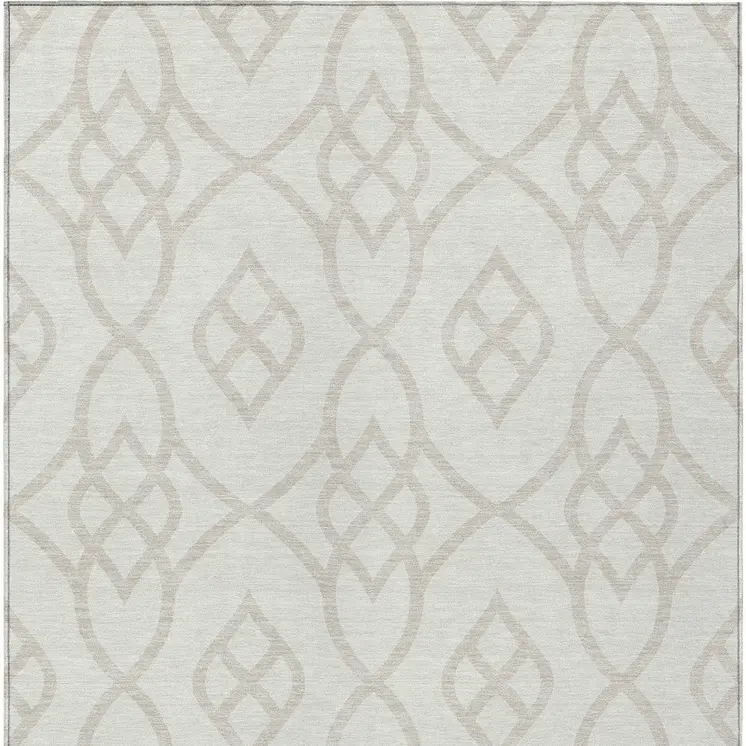 3' X 5' Ivory And Gray Trellis Washable Indoor Outdoor Area Rug